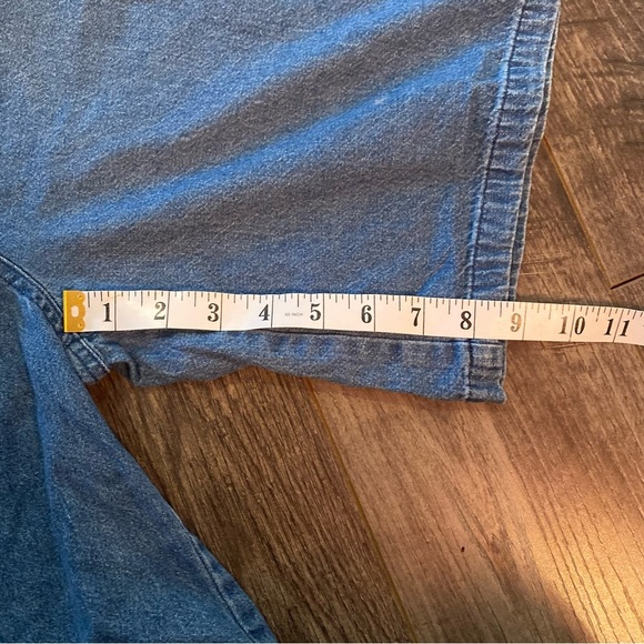 Vintage jean shorts mom style elastic waist denim shorts embroidered fish detail - Picture 9 of 11